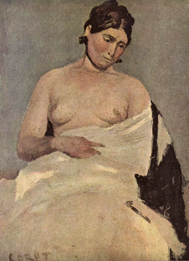 Femme assise aux seins nus , nu-femme assise