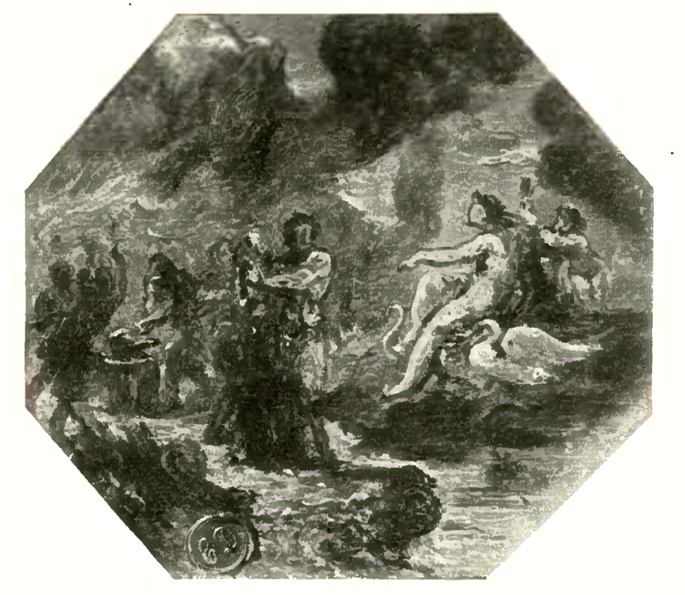 Eugène DELACROIX - Étude pour la décoration de l'Hôtel de ville brulé en 1871: Vulcain présentant à Vénus les armes forgées pour Achille