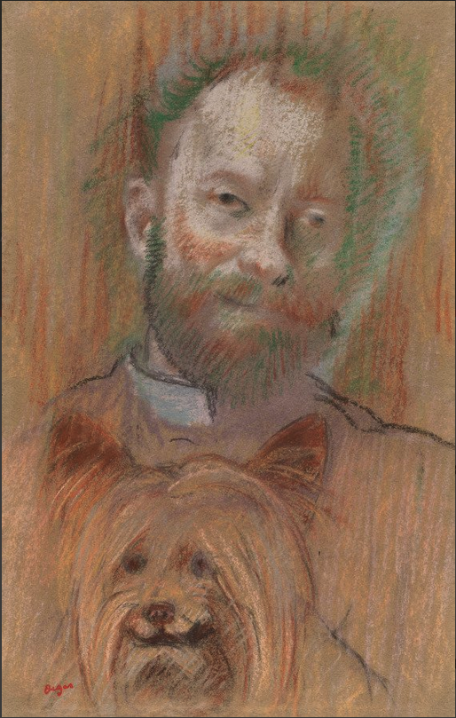 Portrait du Vicomte Lepic tenant son chien