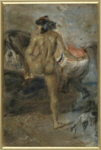 Jules Robert AUGUSTE - femme vue de dos, montant à cheval