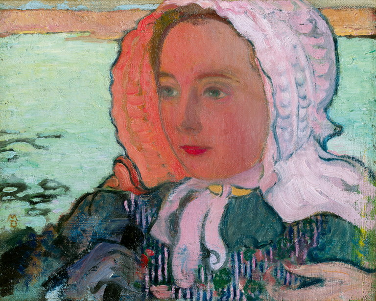 Maurice DENIS - Portrait de Mme DENIS, la capeline rose