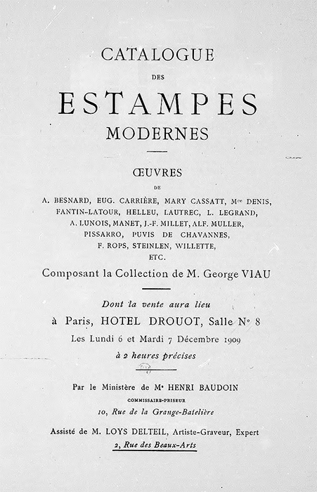 Vente George Viau 6 et 7 décembre 1909, Hôtel Drouot