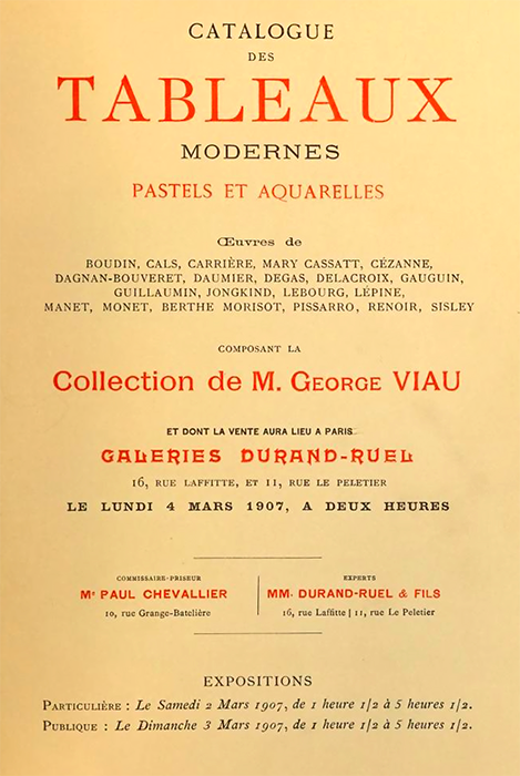 Vente George Viau du 4 mars 1907 Galeries Durand-Ruel