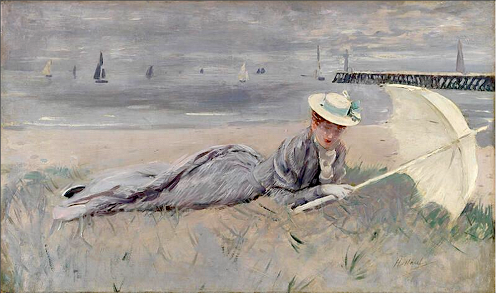 Jeune femme étendue sur la plage; Trouville