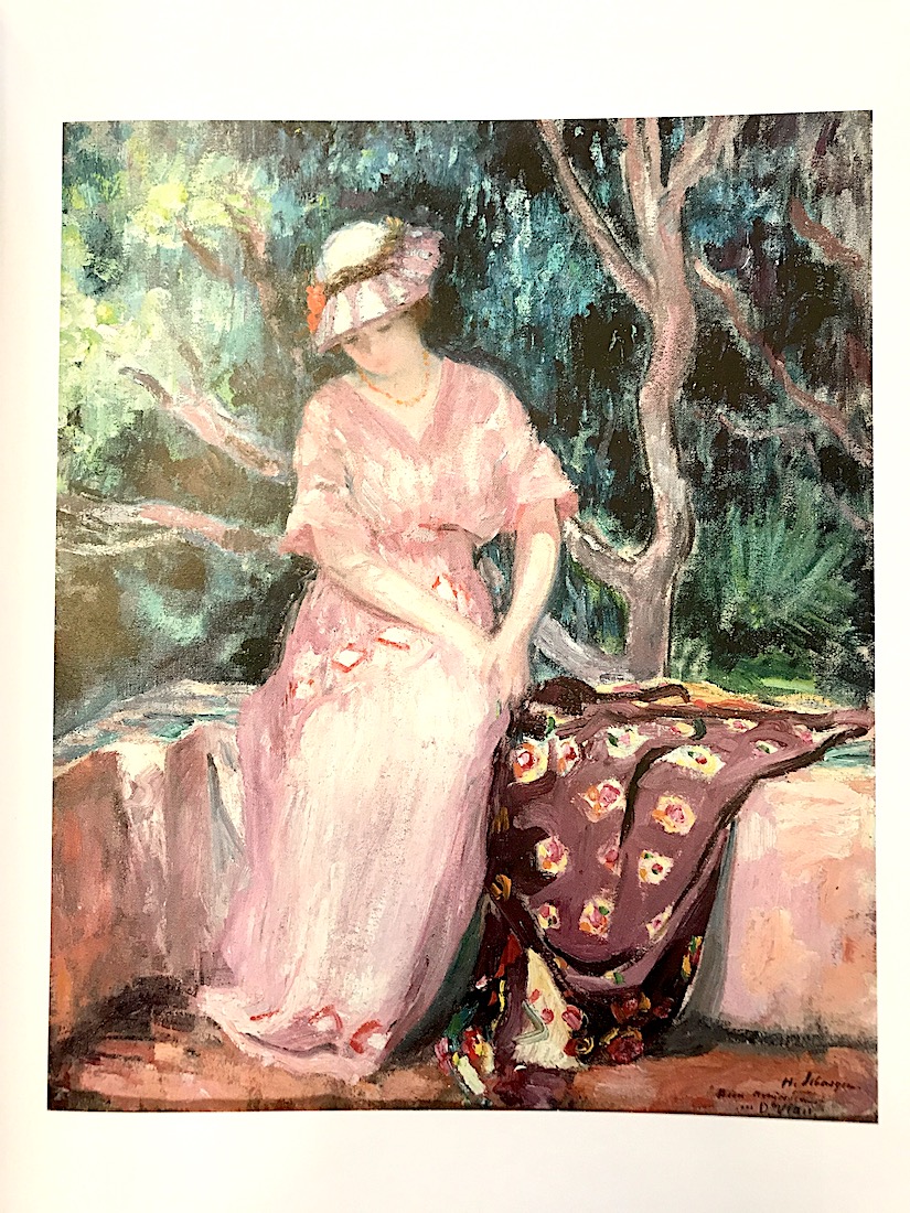 Femme en rose dans un paysage ou Jeune femme à la robe rose