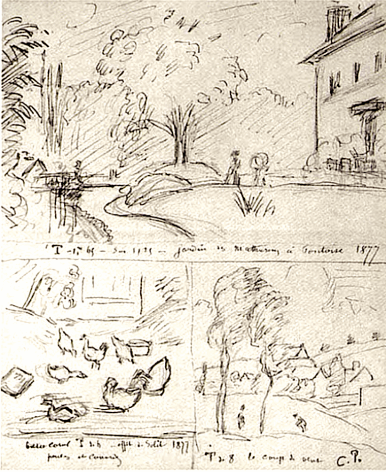 trois croquis de tableaux