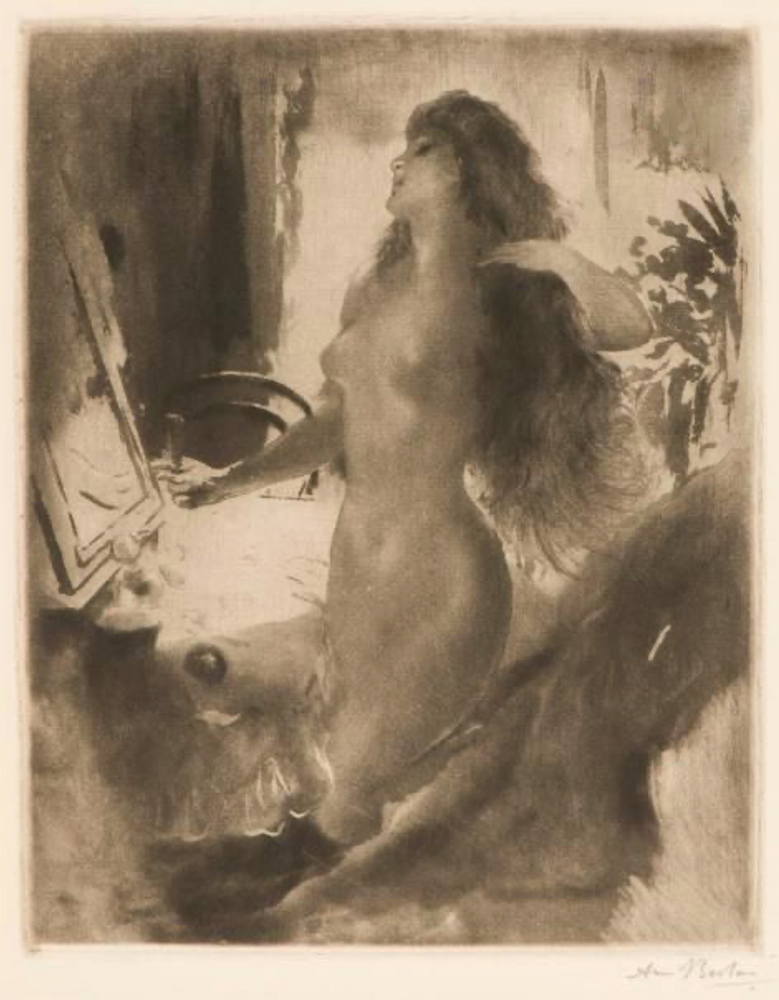 Armand BERTON - Femme à sa toilette