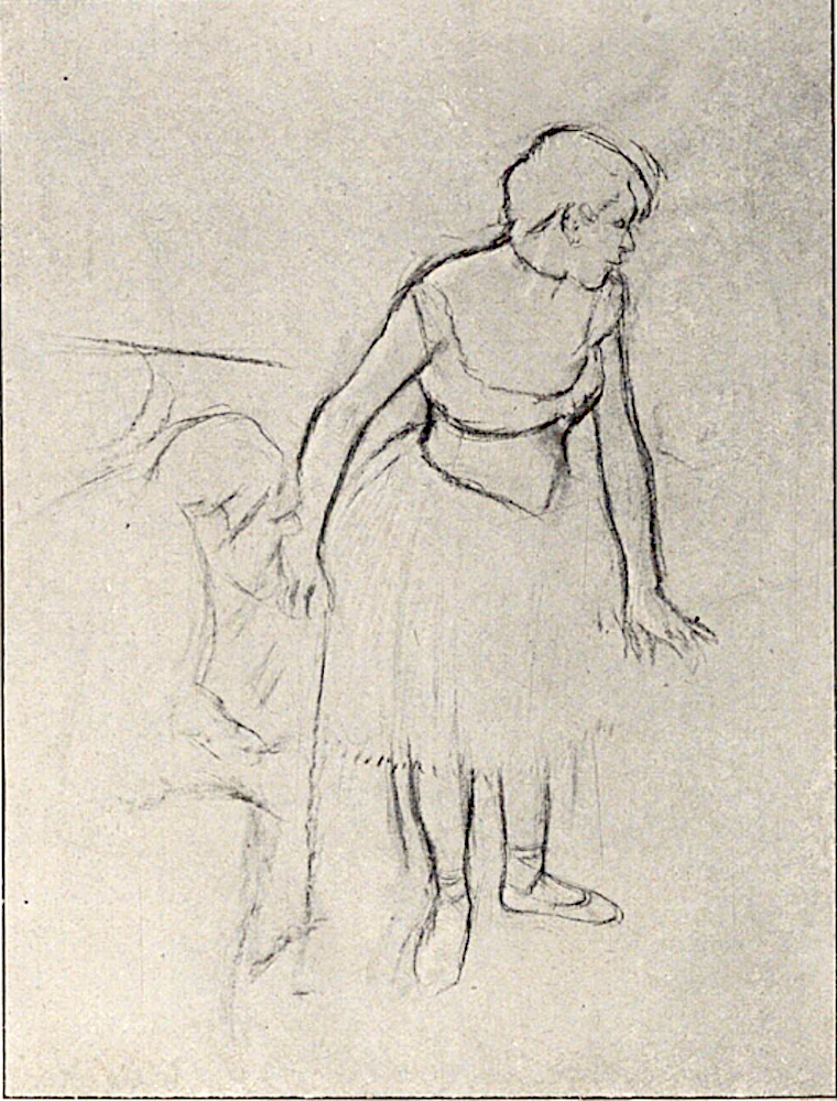 Danseuse avec un homme penché sur sa main