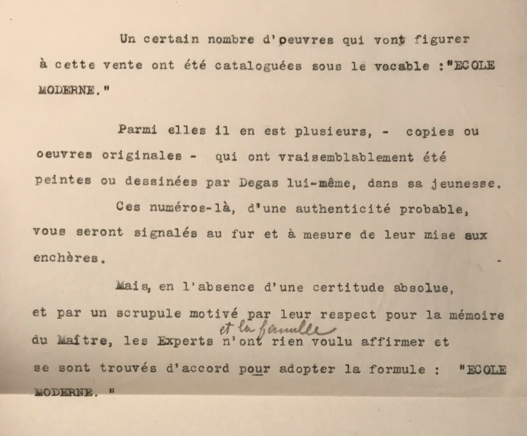 Avertissement vente DEGAS