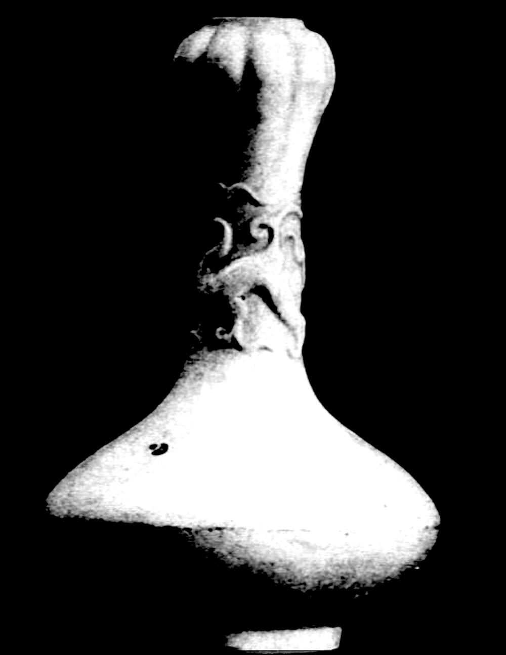 GV2327-Arts extrême Orient- Bouteille, en grès émaillé blanc crémeux