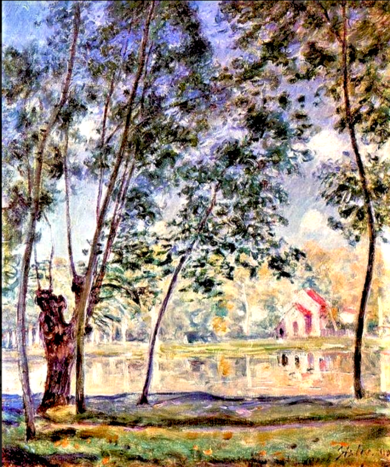 Alfred SISLEY - après-midi ensoleillé, vieux salles le long du Loing