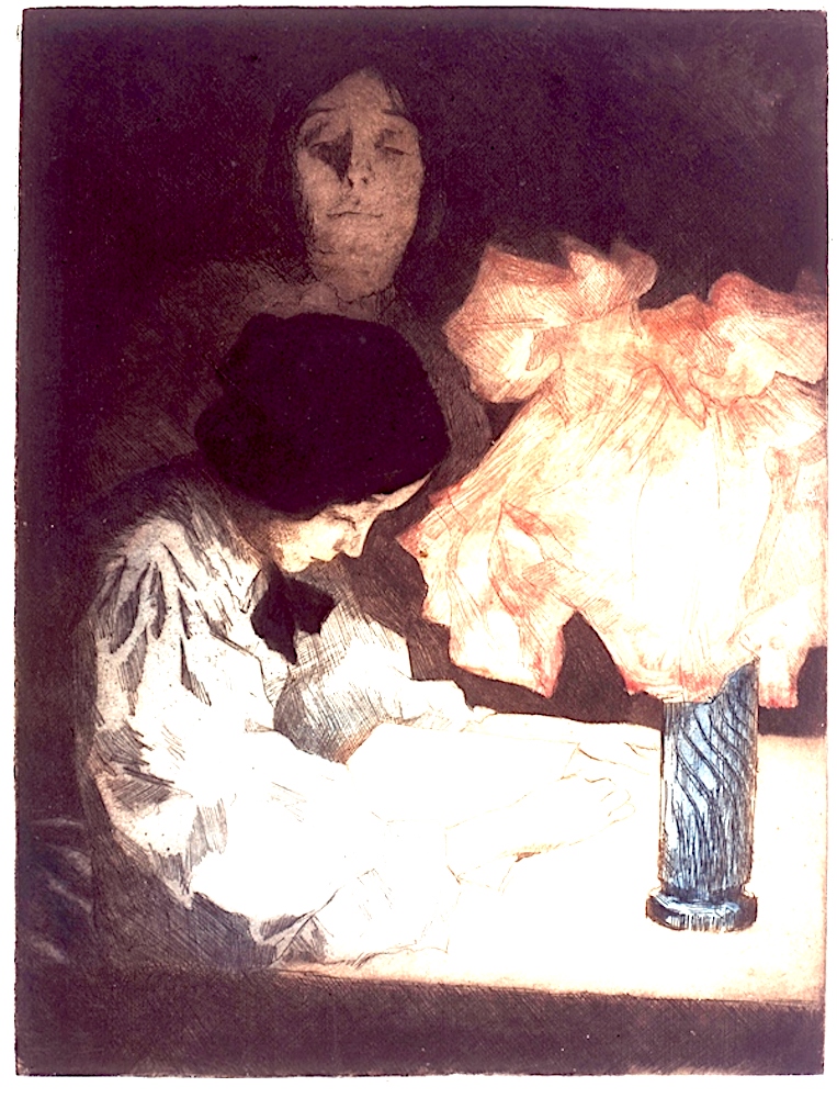 Liseuse à la lampe