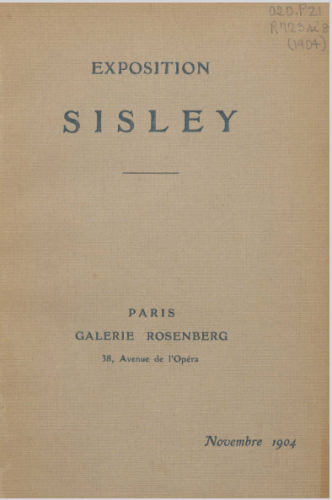 1904 Exposition SISLEY à la galerie Rosenberg à Paris