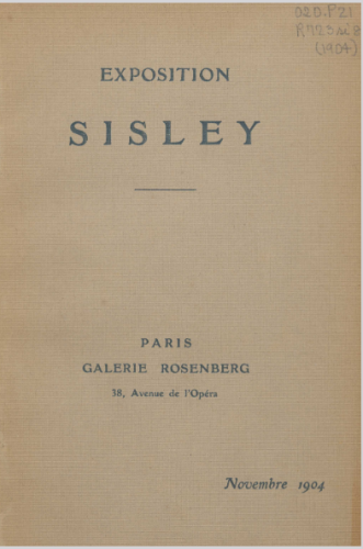 1904 Exposition SISLEY à la galerie Rosenberg à Paris