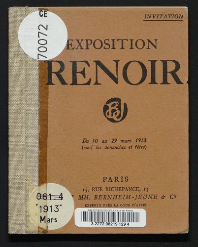 Exposition RENOIR du 12 au 29 mars 1913 Chez MM. Berhneim Jeune et Cie