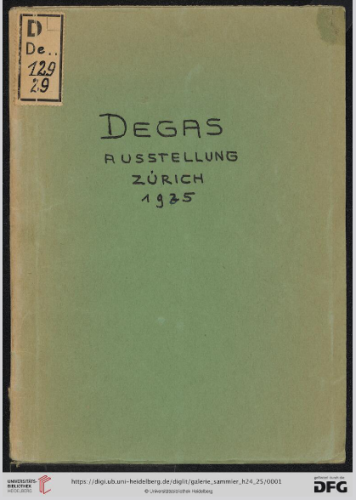 1935 Exposition Degas à la galerie Aktuaryus Zurich