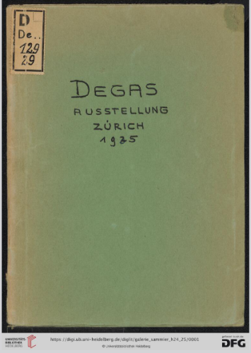 1935 Exposition Degas à la galerie Aktuaryus Zurich