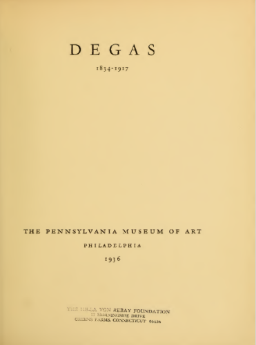 1936 Exposition Degas au musée d'art de Pennsylvanie à Philadelphie
