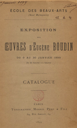 Exposition George Viau œuvres d'Eugène Boudin 9 au 30 janvier 1899