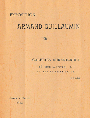 Exposition tableaux et pastels Armand GUILLAUMIN - Galeries Durand-Ruel, Janvier – Février 1894