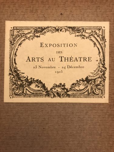 1925 Exposition des Arts au Théâtre Du 23 Novembre - 24 décembre 1925