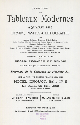 Vente George Viau jeudi 15 mai 1930, Hôtel Drouot