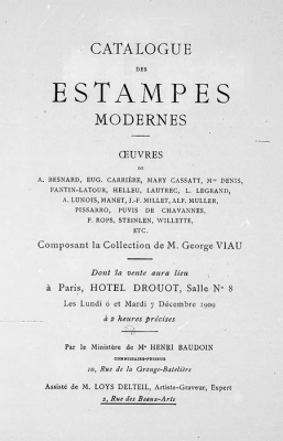 Vente George Viau 6 et 7 décembre 1909, Hôtel Drouot