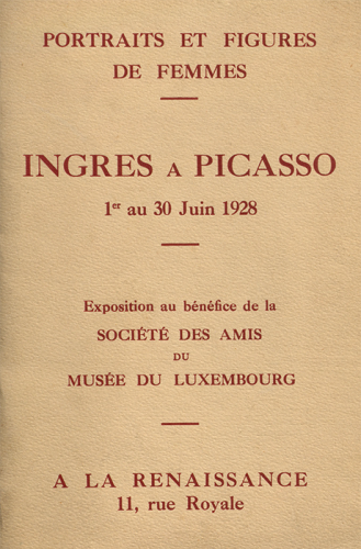 Exposition George Viau - Portraits et figures de femmes d’Ingres à Picasso du 1er au 30 juin 1928 à la Renaissance, Paris