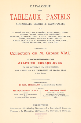 Vente George Viau des 21 et 22 mars 1907 Galeries Durand-Ruel