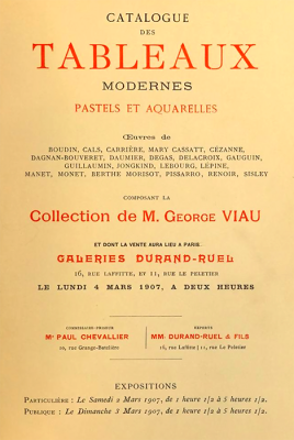 Vente George Viau du 4 mars 1907 Galeries Durand-Ruel